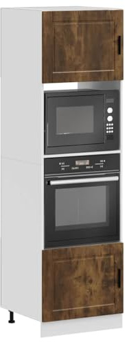 SKTQYQO Armadi Forno 2 pz Porto in Legno Multistrato Rovere Fumo per Microonde, Mobile Cucina con Scomparto Ampio e Piedini Regolabili, Design Salvaspazio e Facile Pulizia, Materiale