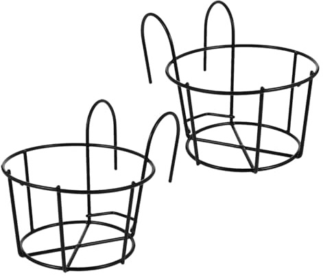 Artibetter Portavaso Sospeso in Ferro Nero 2 Pezzi per Ringhiera Balcone, Fioriere da Esterno Salvaspazio per Piante, Supporto Resistente per Giardino e Terrazzo