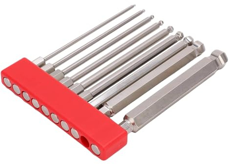Set di punte a brugola - Set di 9 cacciaviti magnetici a estremità sferica, strumento per cacciavite esagonale, fissaggio elettrico, , cemento, granito, piastrelle di legno, porcellana, metallo