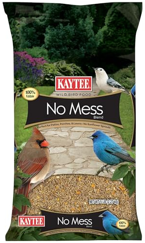 Kaytee Wild Bird No Mess Food Seed Blend For Blue Jays, Woodpeckers, Juncos, Cardinals, Grosbeaks, Sparrows, and Finches, 5 Pound