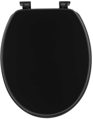 Tendance - Abattant WC MDF 18 Pouces Attaches Plastiques - Noir Mat - Salle de Bain - Abattants Universel - Lunette de Toilette