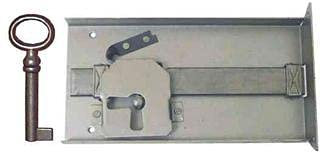 Antikhof Möbelschloss Eisen Plank,Höhe: 7,0 cm,Breite:15,0 cm, Dornmaß:11,0 cm,Bestellnummer:KASL110