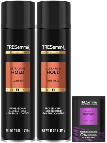 TRESemmé Hairspray, Ultra Fine Hold 2-Pack + Keratin Repair Mask – Moisturizing, Anti-Frizz Hair Products