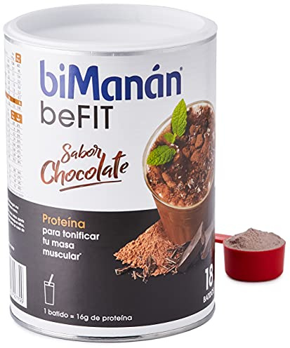 BIMANÁN BEFIT - BATIDOS DE PROTEÍNA - Sabor Chocolate - Batido Hiperproteico para Tonificar y Aumentar Masa Muscular - Producto Proteico Delicioso Sabor Chocolate - 540g, 18 Raciones de 30g