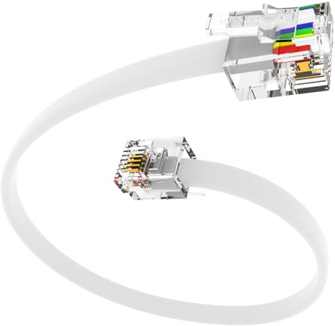 RetailAndBulk (3 Pack) 6 Inch Short Telephone Cable RJ11 Male to Male, 6P4C Phone Line Cord (6 Inches, White)