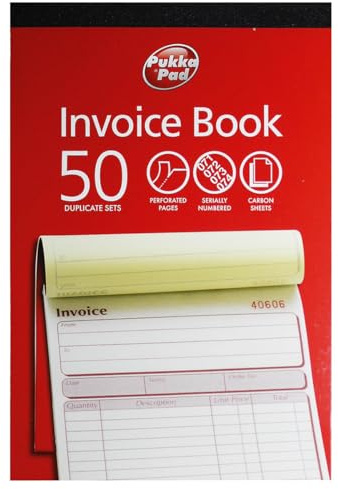 1 x 'DU5842' PUKKA PAD DUPLICATE 50 SET INVOICE BOOK WITH CARBON SHEET (137 x 203mm). (1)