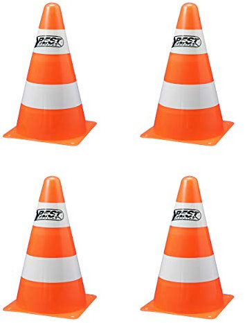 BEST SPORTING Pylonen 4er-Set I Verkehrskegel Sport I robuste Trainingskegel I weiß + orange I wetterfeste Verkehrshütchen aus PE Kunststoff I Maße: 23 cm x 13 cm I Markierungshütchen