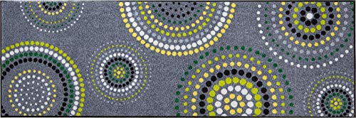 Erwin Müller Fußmatte Ludwigshafen, Schmutzfangmatte, Sauberlaufmatte Kreise grau/grün Größe 80x200 cm - rutschfest, pflegeleicht, für Fußbodenheizung geeignet (weitere Farben, Größen)