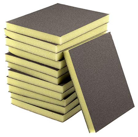 sourcing map Sanding Sponge Blocks 180-Grits Medium Grit Sand Block Pad for Kitchen Metal/Drywall/Wood 12pcs