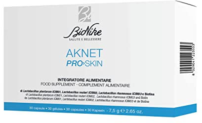 BioNike Aknet - Pro Skin, Integratore Alimentare con Probiotici e Biotina, Riequilibra la Flora Intestinale e Migliora le Manifestazioni Dermatologiche, 30 Capsule