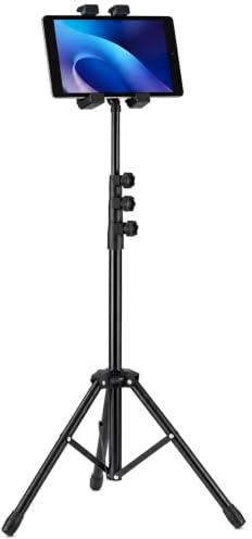 Medla UNHO universal Tablet Halterung Stativ Stativständer 360 ° drehbar Tragbar Höhenverstellbar 57-137cm Teleskop-Halterung für iPad Handy und andere 4.7-12.9 Zoll Tablets mit Tragetasche
