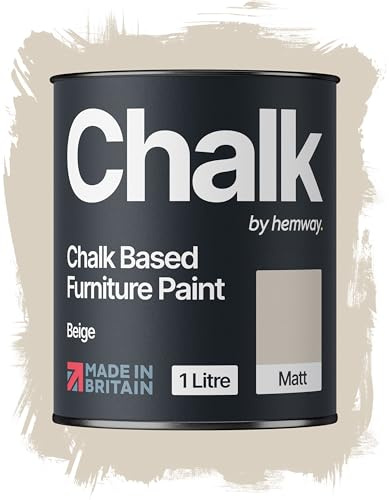 Hemway Chalk Based Furniture Paint, Beige 1L, Matt Finish | Shabby Chic, Chalk Paint Furniture & Walls, Quick Dry & 1 Coat