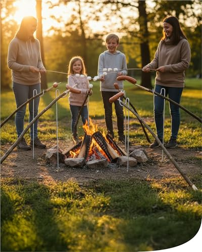 bellissa Grillspießhalter Grillstäbe-Halterung 4er-Set verzinkt 70 cm | für Lagerfeuer & Feuerschale, Stabile Ablage aus verzinktem Metall, Universal für Stockbrot, Würstchen und Spieße aller Art