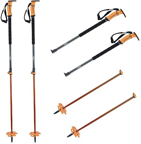 K2 BCA 23E0201 - Bastone da Touring Scepter in Alluminio, Colore: Nero/Arancione