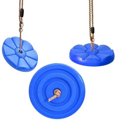 IFOYO Altalena in corda per alberi, altalene rotonde per bambini, altalene a disco resistenti, per esterni, cortile, parco giochi, contiene 100 kg, per bambini da 3 a 10 anni, blu