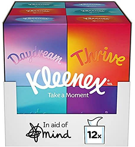 Kleenex Kosmetiktücher-Boxen, für den täglichen Gebrauch, 3-lagig, Collection Würfel, 12 x 48 Tücher