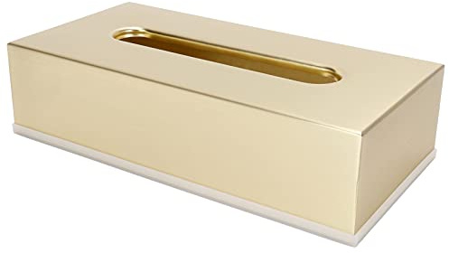Tissue Box Cover Edelstahl, Goldene Rechteckige Taschentuchbox, Einfacher Serviettenpapierbehälter, Heimdekoration, Praktischer Toilettenpapier Organizer für Wohnzimmer, Büro, Schlafzimmer