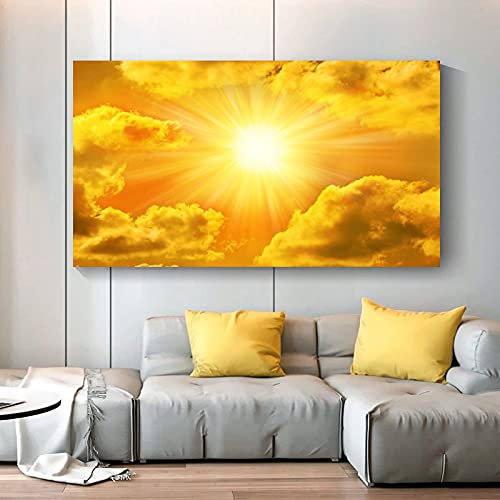 Himmel Wolken Sonne Bild Landschaft Leinwand Malerei Wandkunst Bilder für Wohnzimmer Schlafzimmer Restaurant Moderne Dekoration 60x100cm (23,6x39.4in) Rahmenlos
