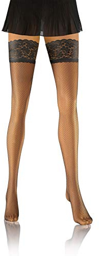 Sesto Senso 2-pack fisknät håll ups strumpor sexig lårhög spets topp, Rök-grafit, M-L