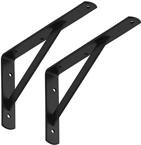 SOTECH 10er Set Regalkonsolen (250 x 150 x 30 mm, schwarz, pulverbeschichtet), Regalträger mit Querstrebe zur Stabilisierung