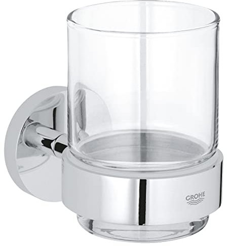 GROHE Start - Glas mit Halter (Material: Glas/ Metall, verdeckte Befestigung, langlebig), chrom, 41194000