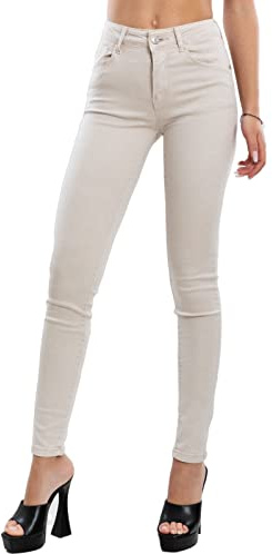 Toocool Vaqueros Mujer Pantalones Skinny Slim Elásticos Ajustados VI-8006, beige, S