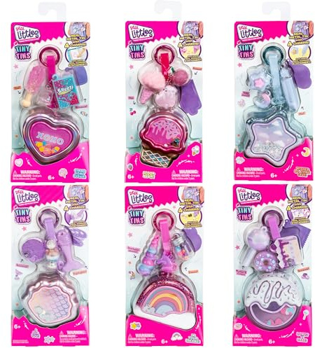 REAL LITTLES Winzige Dosen | Lieferung mit nur 1 Echtmetalldose mit 4 bezaubernden Anhängern mit Mikroskala, echt funktionierendes Schreibwaren und Taschenanhänger, 6 kleine Dosen zum Sammeln