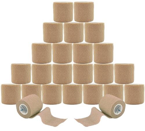 ANAMPION Selbstklebender Verband 24Rollen,5cmx4.5m Elastische Binde Bandage | Non-Woven Selbsthaftende Bandage für Mensch&Tier, Fixierbinde Haftbandage Selbstklebend für Sprunggelenke Schwellung,Sport