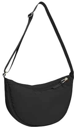 HIOQFR Borsa Mezzaluna Donna a Tracolla Hobo Bag Halfmoon Marsupio Con Tracolla Regolabile Crossbody Casual Spalla Borsetta a Mano Ragazza Da Viaggio-Nero