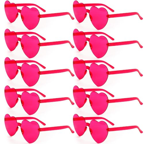 Dwenarry 8/10 paires Lot Lunette de Soleil Coeur, Drôle de Lunettes de Fête en Forme de Cœur Lunette Vintage de Couleur,Pour la fête d'anniversaire carnaval soirée à thème