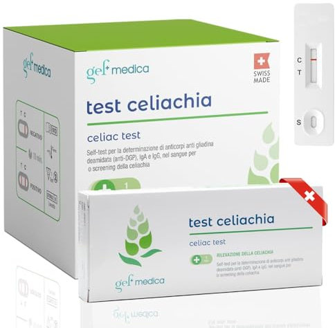 Gef Medica® Test Celiachia – Intolleranza al Glutine Rapido a Casa | Screening Anticorpi IgA/IgG 10 min | Malattia Celiaca CE