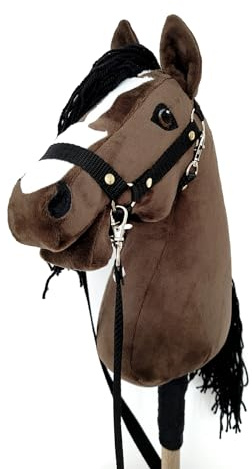 Steckenpferd A4 (Pferd auf einem Stock) Hobby Horse A4 komplett mit Kantar wie auf dem Foto (Dunkelbraun)