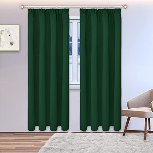 Verdunkelungsvorhänge für Schlafzimmer, Wohnzimmer, superweich, Thermo-Fensterbehandlungen für Kinder, Dunkelgrün, 203,2 x 127 cm, Bleistiftfalten-Stil, 1 Stück