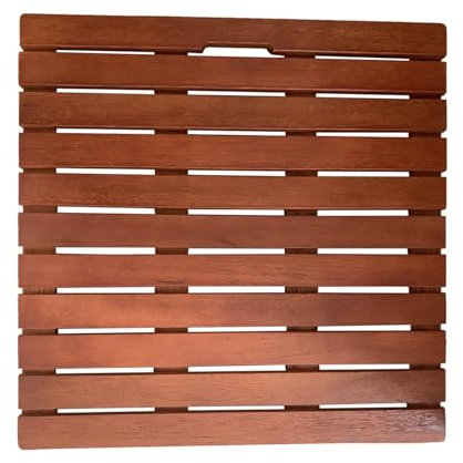 Caillebotis Douche Panneau de Salle de Bain en Bois de Noyer de 30 Cm à 120 Cm avec Poignée de Transport, Tapis de Douche en Bois Confortable avec Pieds Sans Accumulation D'eau, Tapis de Bain Lisse(80