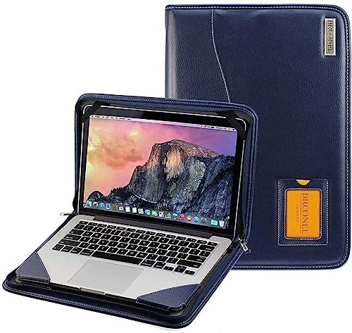 Broonel - Contour Series - Blau Leder Laptop Fall/Hülse - Kompatibel mit dem Lenovo ThinkPad L13 Yoga Convertible 2-in-1 13.3 Laptop