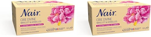 NAIR - Cire Divine à l'huile de Camélia - Aisselles & Bikini, cire chaude sans bandes, Pot de 100g + 2 Soins Finition Douceur