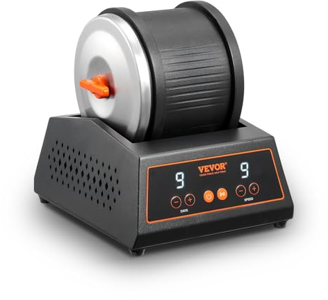 VEVOR Steinpoliermaschine Steinpolierer 1,81 kg Steinpoliermaschine, 9 Geschwindigkeitseinstellungen, 9-Tage-Poliertimer Steinpoliermaschine mit Direktantriebsmotor, Gehäuse aus kaltgewalztem Stahl