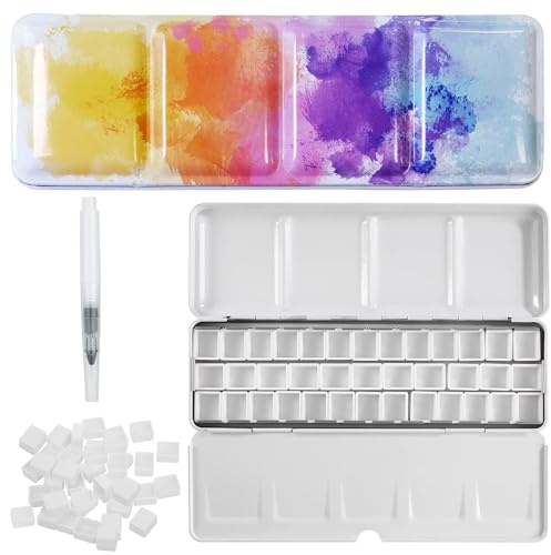 Aquarellkasten, Palette mit Deckel, Aquarellkasten Leer, Aquarell Malkasten, Metallkasten, Farbkasten, Anwendbar auf Aquarellfarben