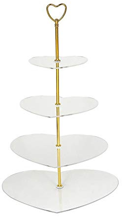 GAROEN Tortenständer, 4-lagig, herzförmiger Tortenständer aus Acryl, für Hochzeiten, Süßigkeiten, Teepartys, Hochzeitsbankette, Küche (transparent, Einheitsgröße)