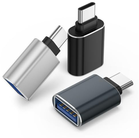 YLK 3 Piezas Adaptador USB C/Tipo C a USB, Convertidor de Cargador USB-A 3.0 Hembra a USB-C para Compatible con Dispositivos Tipo C como Teléfonos Móviles (3, Negro/Gris/Platea)
