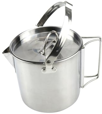 NAMOARLY 1.2l Stainless Steel Kettle Hanging Boil Water Pot Portable Hot Soup Cookware for Camping Mountaineering Picnic Outdoor Use