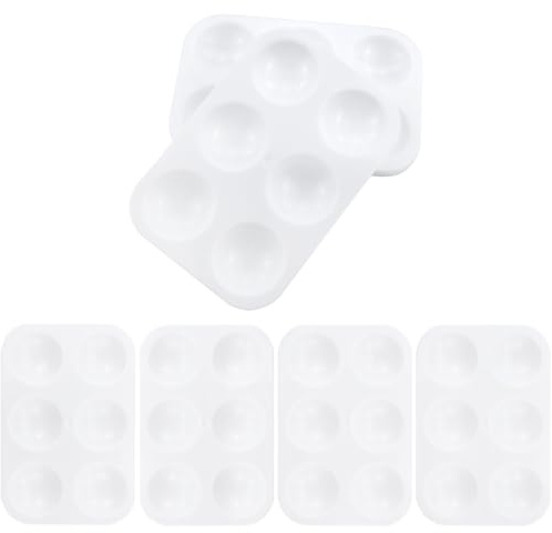 22 paletas mezcladoras de plástico, bandeja rectangular de color blanco, paleta de acuarela de 6 Wells, paleta de pintura para artistas, acuarelas, pintura al óleo y acrílico, 8,6 x 12,8 cm