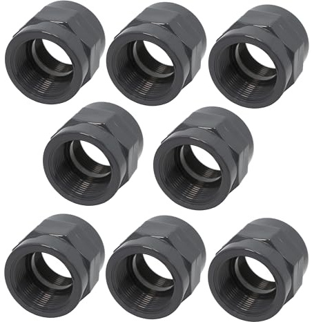 HAF® 8 manicotti filettati in PVC con 2 filettature interne da 2 | Manicotto di transizione in PVC grigio U per raccordi tubi, tubi della piscina UVM. | 2 pollici | Qualità: Made in Europe – Quantità