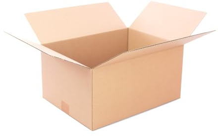 10-pack förstärkta kartonger med mått 50 x 40 x 30 cm och enkel kanal - tillverkad i Spanien av slitstark återvunnen kartong för frakt, förvaring och flyttning