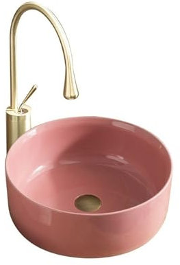 PUFAHAU Lavabo de baño, Lavabo de Cuenco, Lavabo pequeño de encimera, Lavabo de Patio, lavabos de baño de encimera, lavabos de Patio Redondos Sencillos, lavabos de tocador sobre encimera