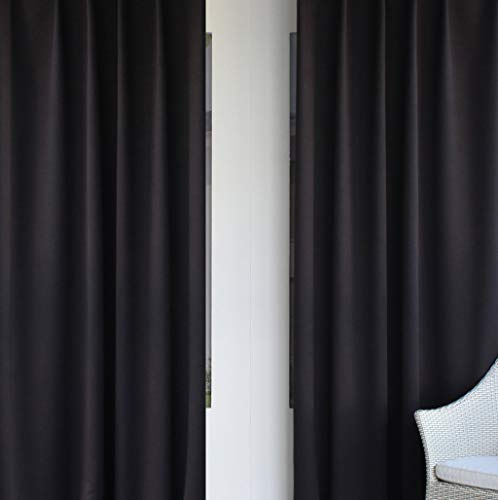 EASYHomefashion Vorhang Verdunkelungsvorhang Verdunkelungs Vorhänge Dekoschal Gardine Blickdicht Blackout SCHWARZ (Größe wählbar), 260 x 145 cm