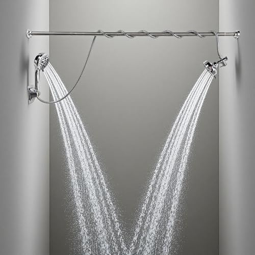 LIUWOPA Pommeaux de Douche Tandem, Double pommeau de Douche pour Couples, système de Douche Tandem Haute Pression et réglable pour Deux Personnes, inverseur 9 réglages avec Support, Chrome