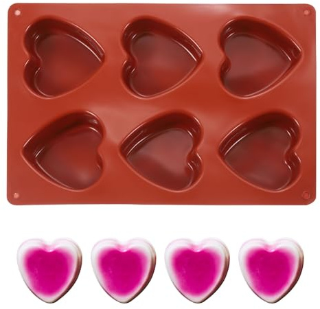 PATIKIL Stampo In Silicone A Forma Di Cuore Stampo 3D Per Cioccolatini A Forma Di Cuore Non Aderente Stampo Per San Valentino Per Cottura DIY Artigianato Torte Per Amanti Caramelle (Rosso)