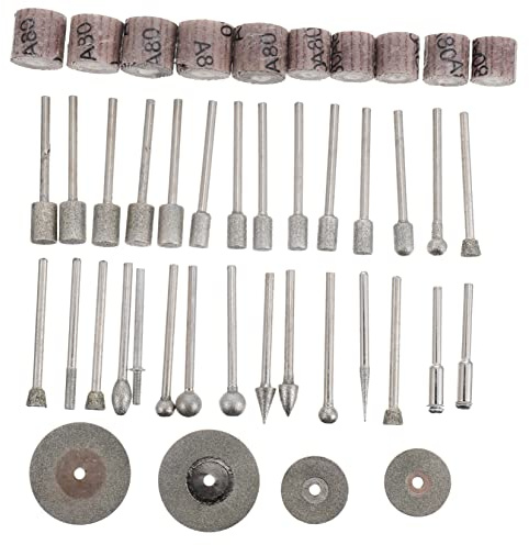 NUOBESTY 43pièces Jeu De Forets Diamantés Tiges Pour Outils Rotatifs Polyvalents Accessoires De Polissage Et Gravure Précis Compatibles Plupart Des Meuleuses Électriques Pour Bijoux Sculptu