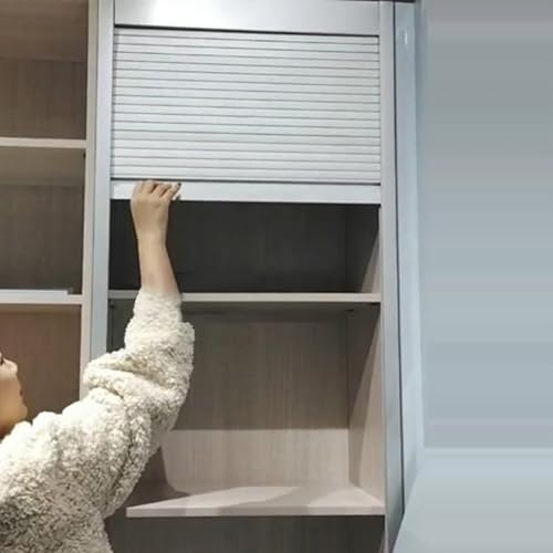 Wandschrank mit Rollladentür aus Metall mit Rollwelle, gerades Schiebetor-Set in Sondergröße für Wohnmobil/Wohnmobil/Büro/Hotel/, Aufbewahrungsbehälter für Schrankgeräte(W 60 x H 60 cm)
